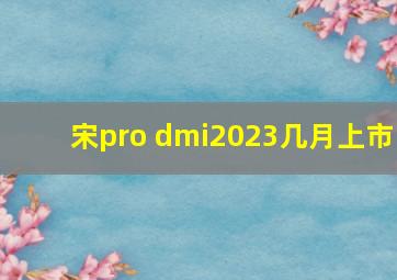 宋pro dmi2023几月上市